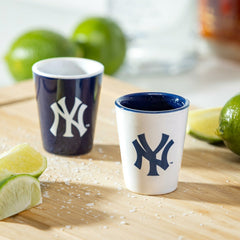 New York Yankees 4-Piece Ceramic 2oz. Shot Glass Set