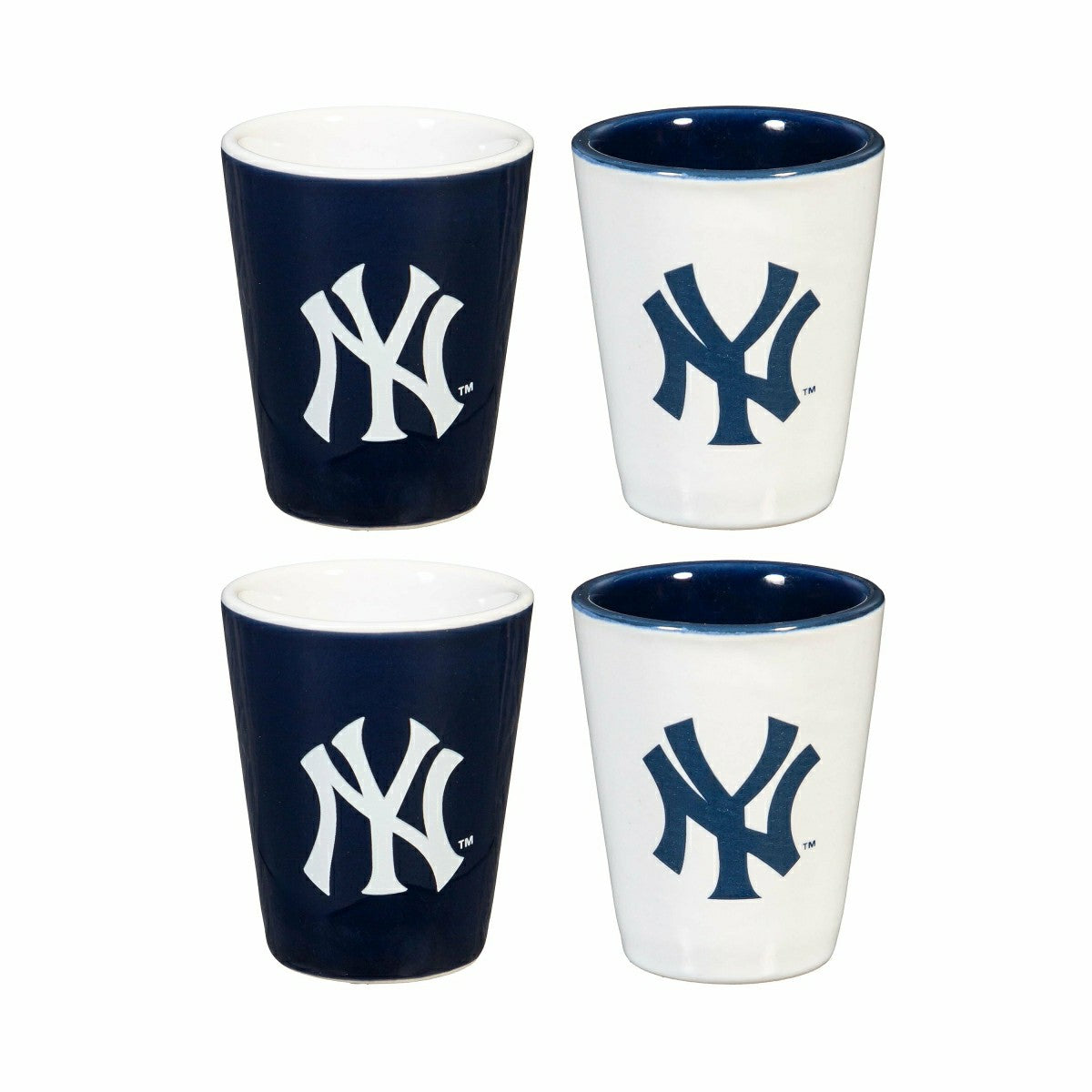 New York Yankees 4-Piece Ceramic 2oz. Shot Glass Set