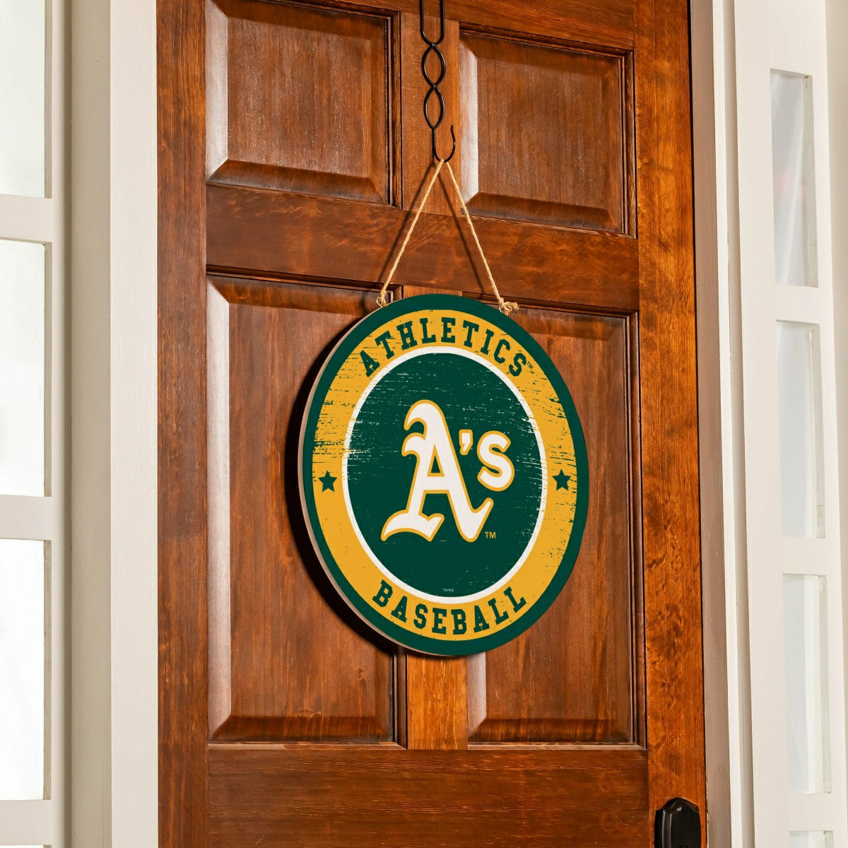 Athletics Round Door Décor with Hanging Rope, 18x18