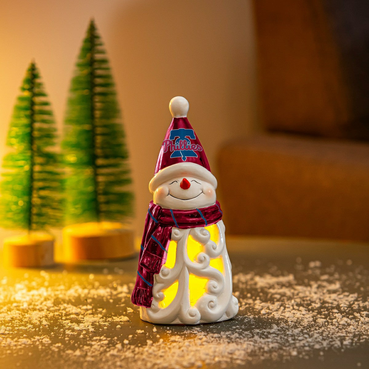 Philadelphia Phillies Snowman LED Statuary, 8"