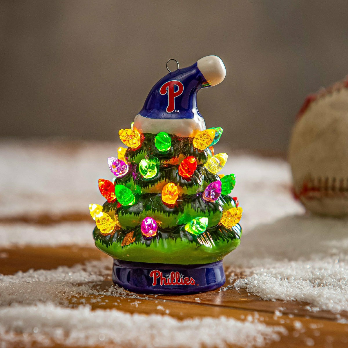 Philadelphia Phillies 4" Mini LED Tabletop Christmas Tree, Set of 2