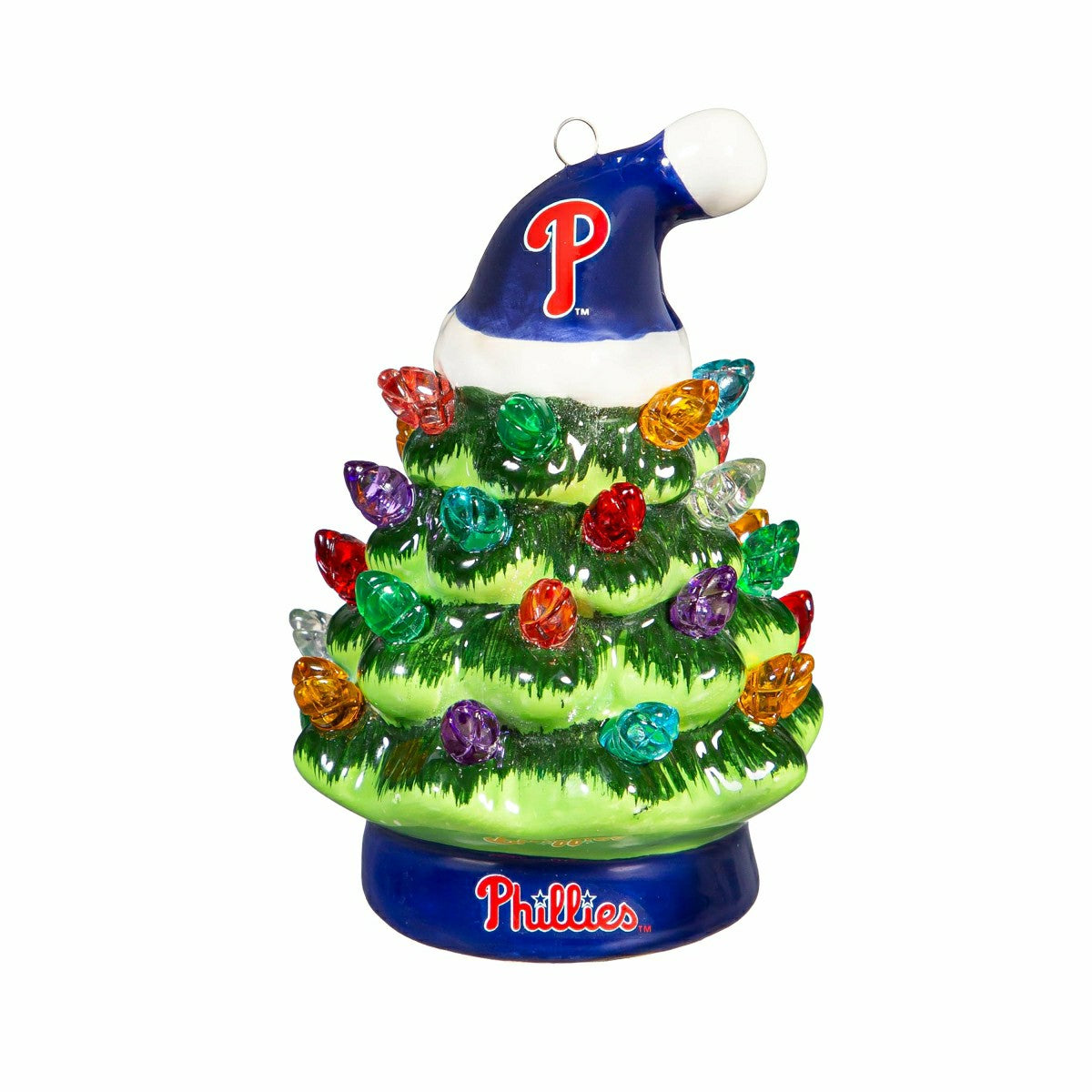 Philadelphia Phillies 4" Mini LED Tabletop Christmas Tree, Set of 2