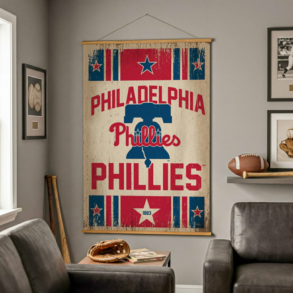 Philadelphia Phillies, Canvas Wall Tapestry, Large, 54x36