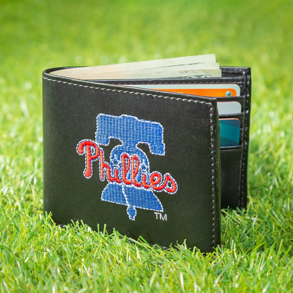 Philadelphia Phillies Black Bi-Fold Embroidered Wallet w/ RFID Blocking
