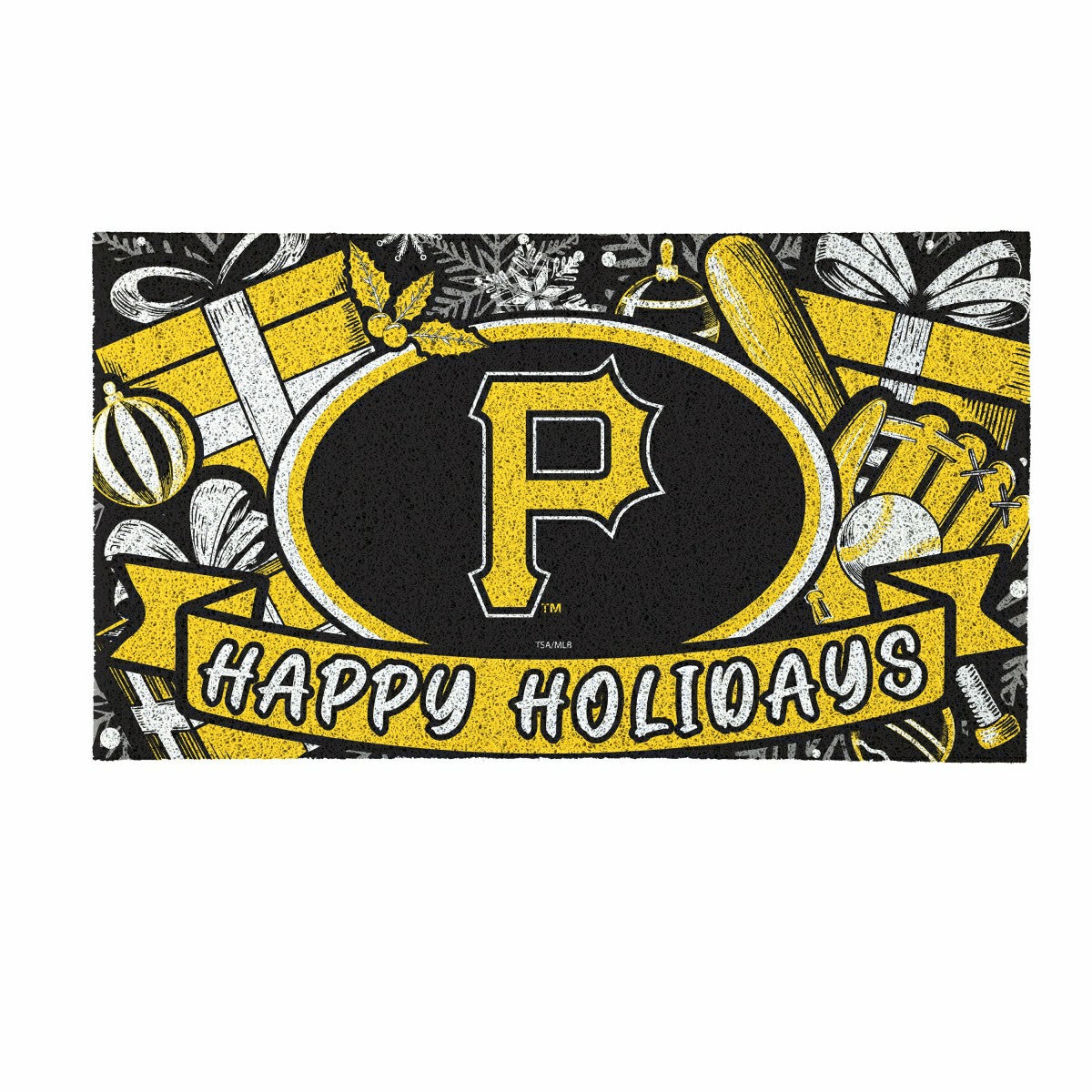 Pittsburgh Pirates Holiday PVC Mat, 28"x16"