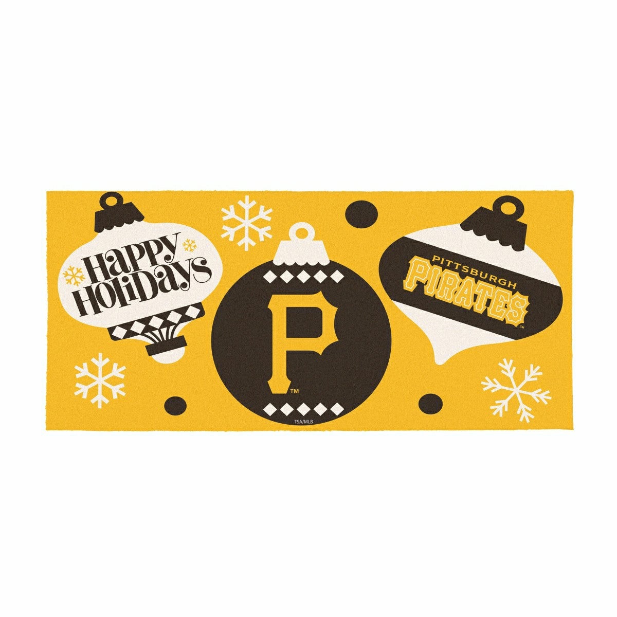 Pittsburgh Pirates Holiday Flocked Coir Sassafras Switch Mat, 22"x10"