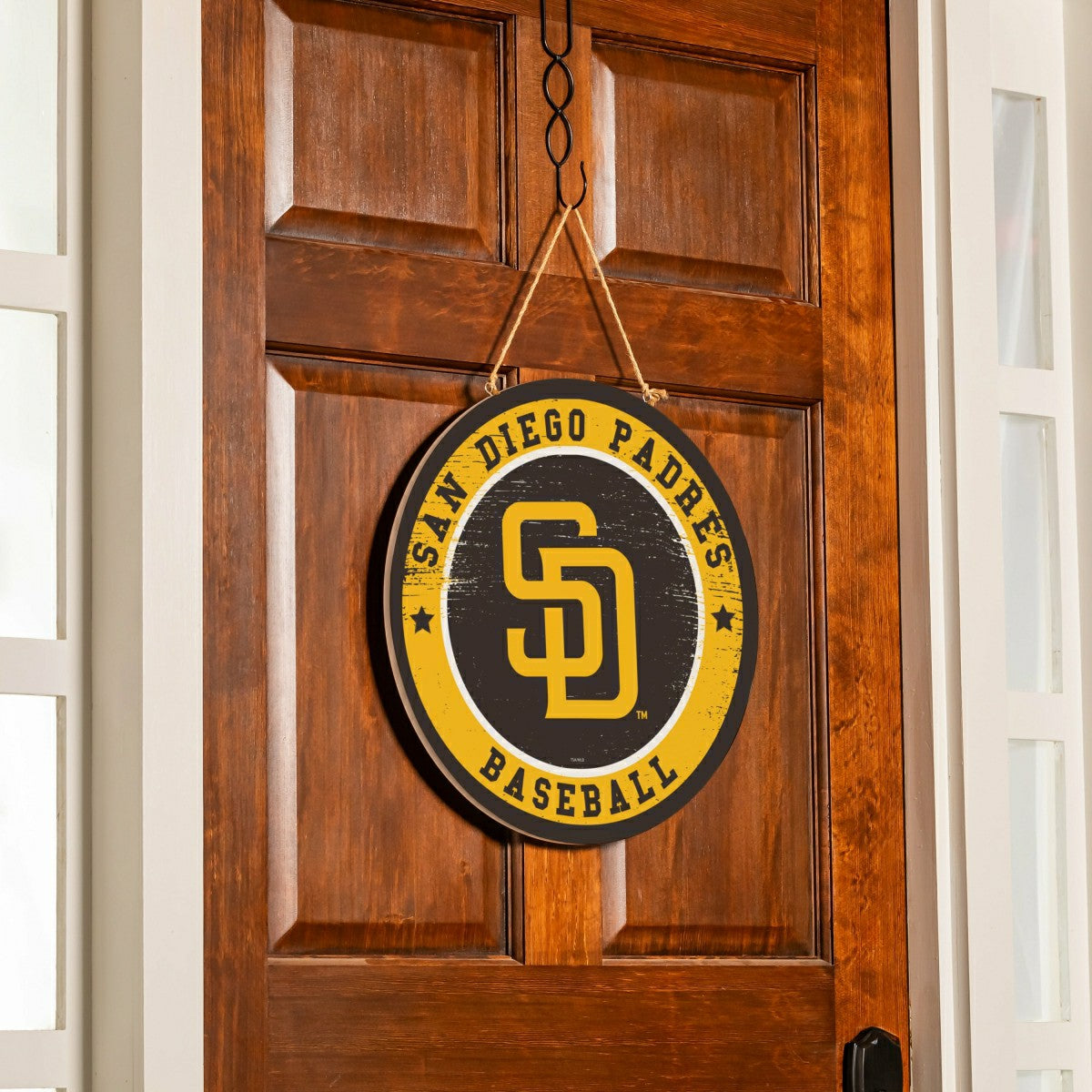 San Diego Padres Round Door Décor with Hanging Rope, 18x18