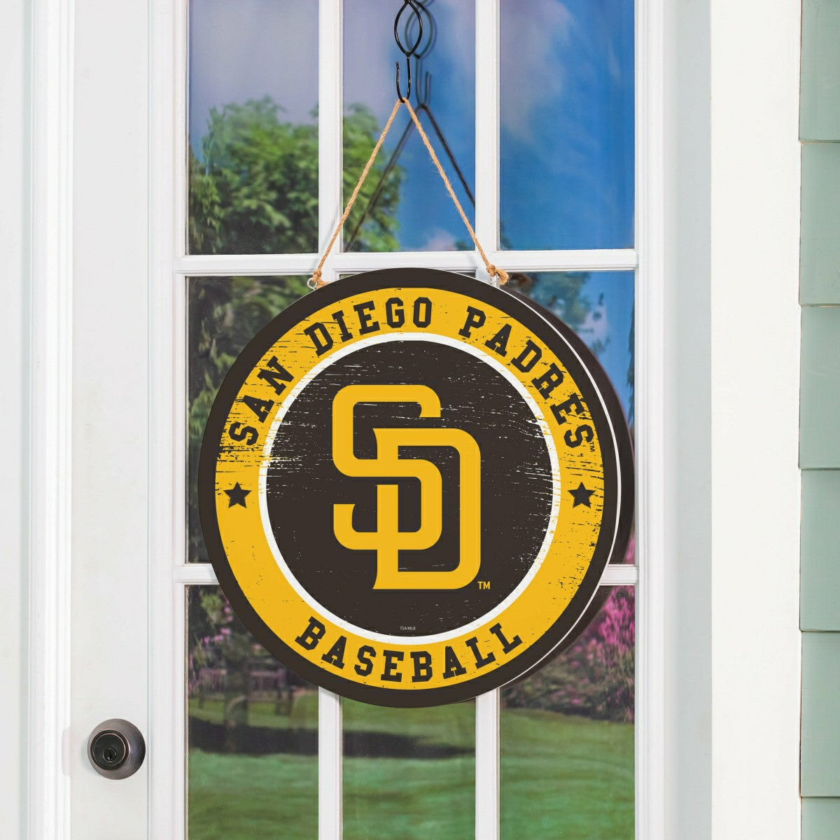 San Diego Padres Round Door Décor with Hanging Rope, 18x18