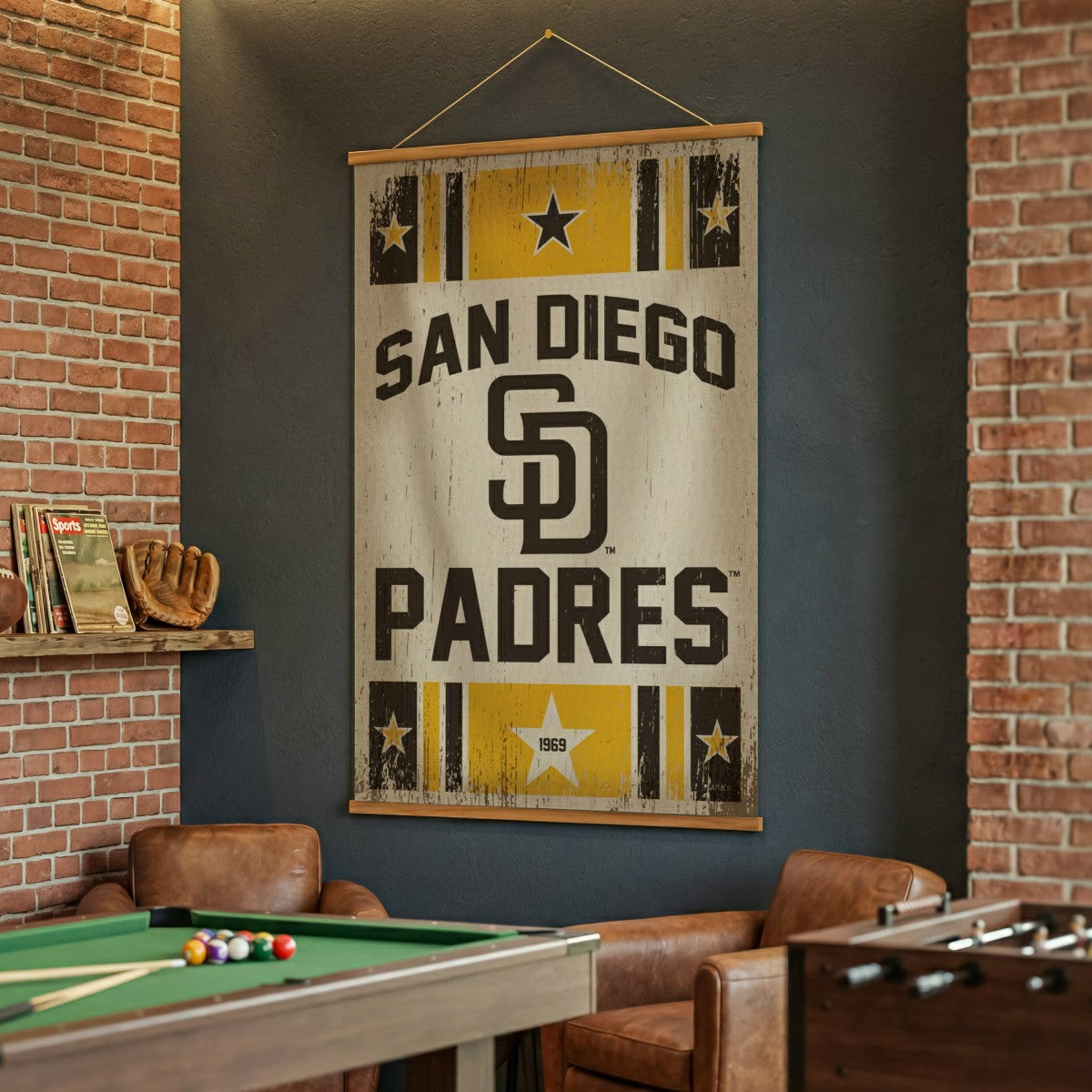 San Diego Padres, Canvas Wall Tapestry, Large, 54x36
