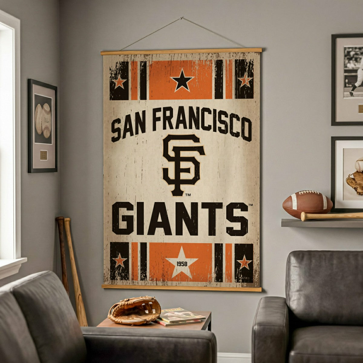San Francisco Giants, Canvas Wall Tapestry, Large, 54x36