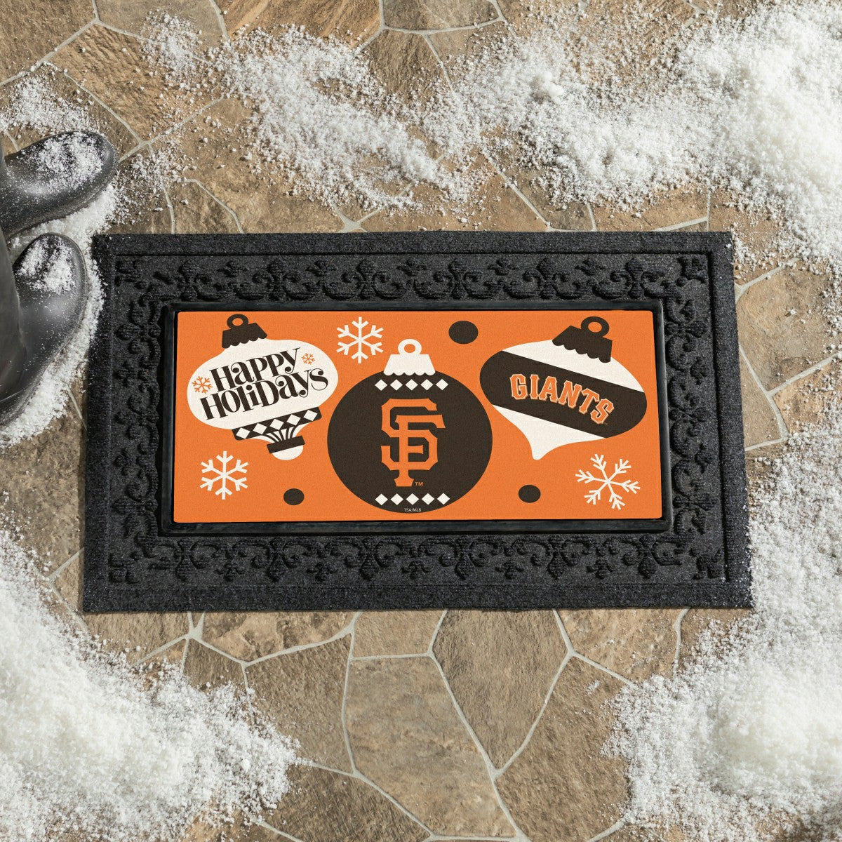 San Francisco Giants Holiday Flocked Coir Sassafras Switch Mat, 22"x10