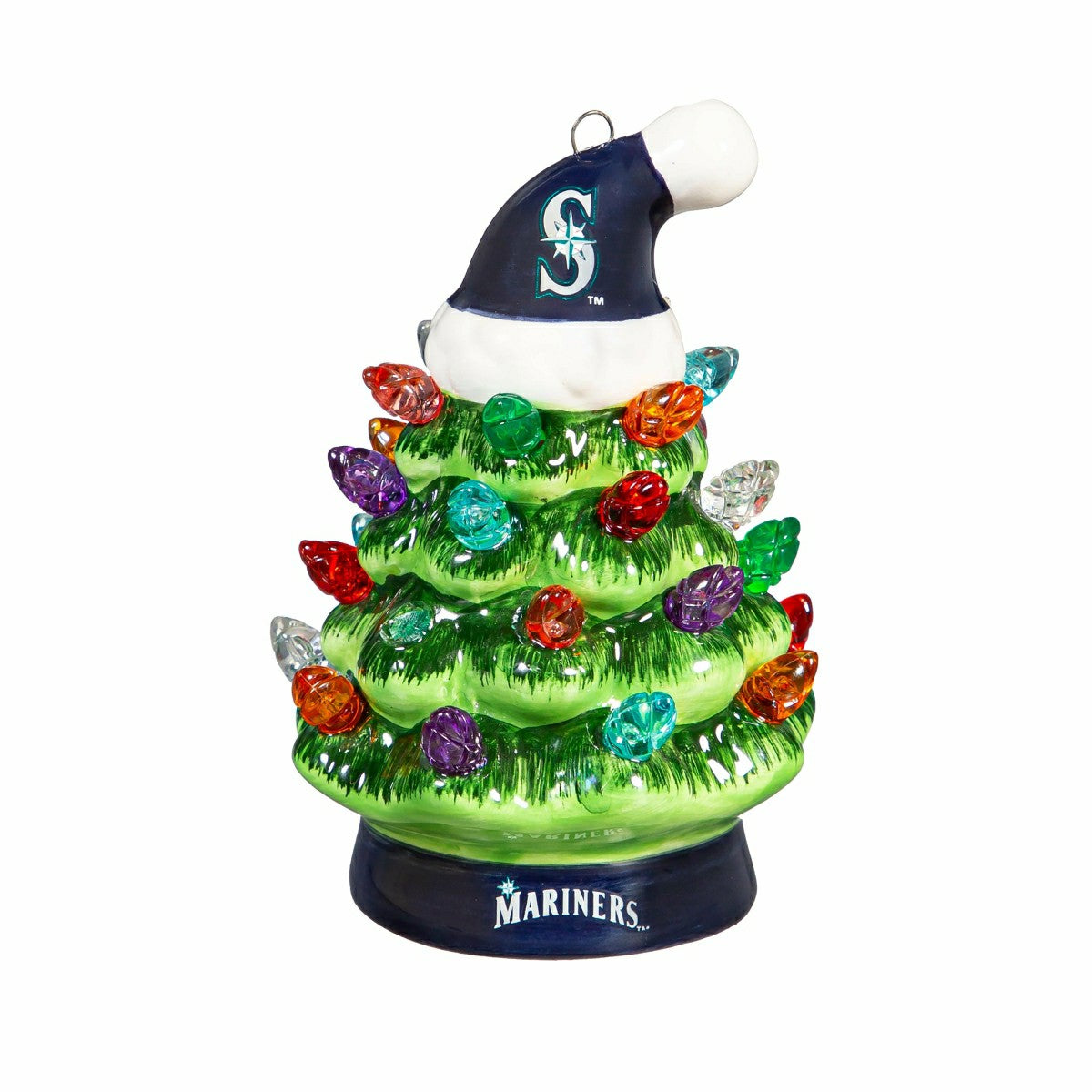 Seattle Mariners 4" Mini LED Tabletop Christmas Tree, Set of 2