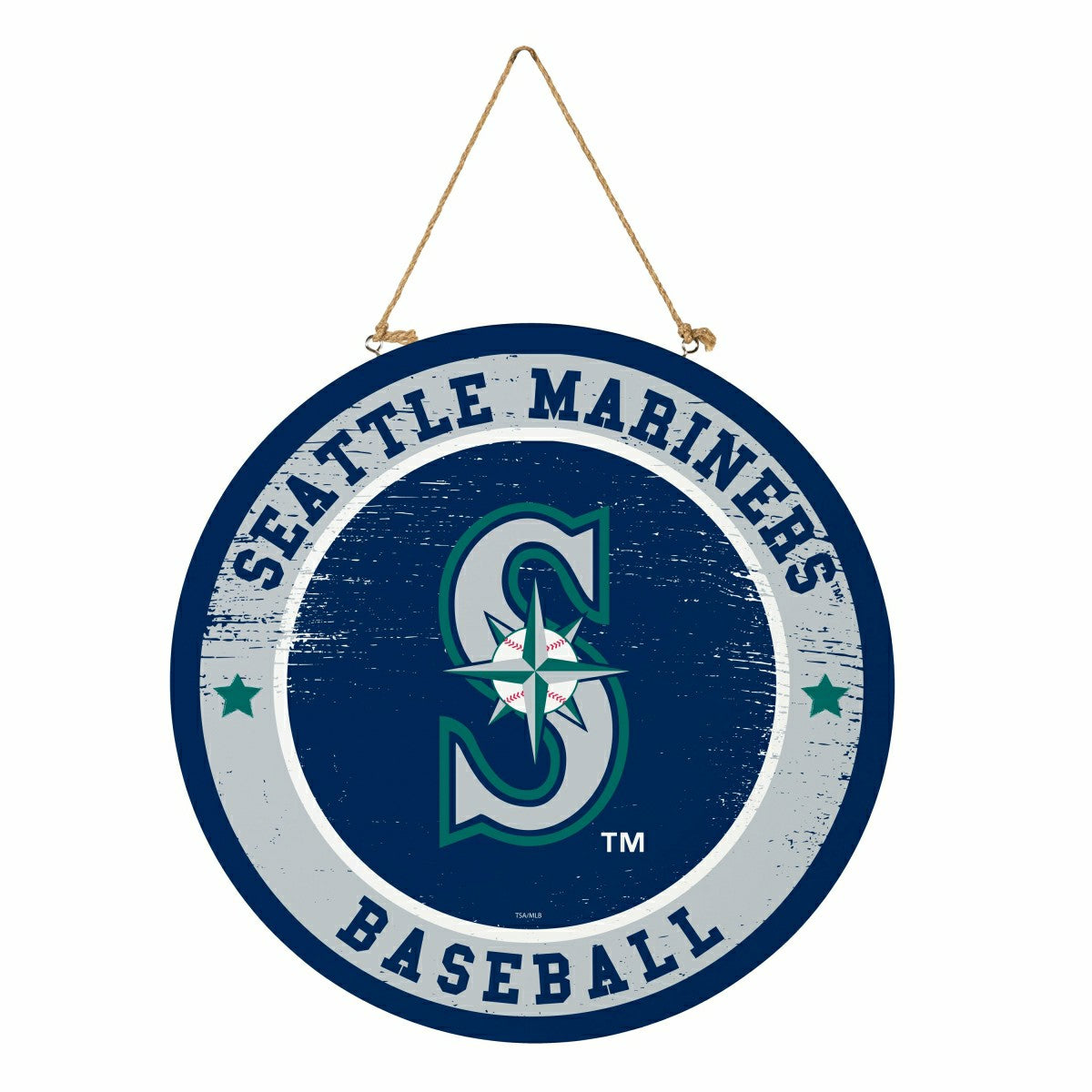Seattle Mariners Round Door Décor with Hanging Rope, 18x18