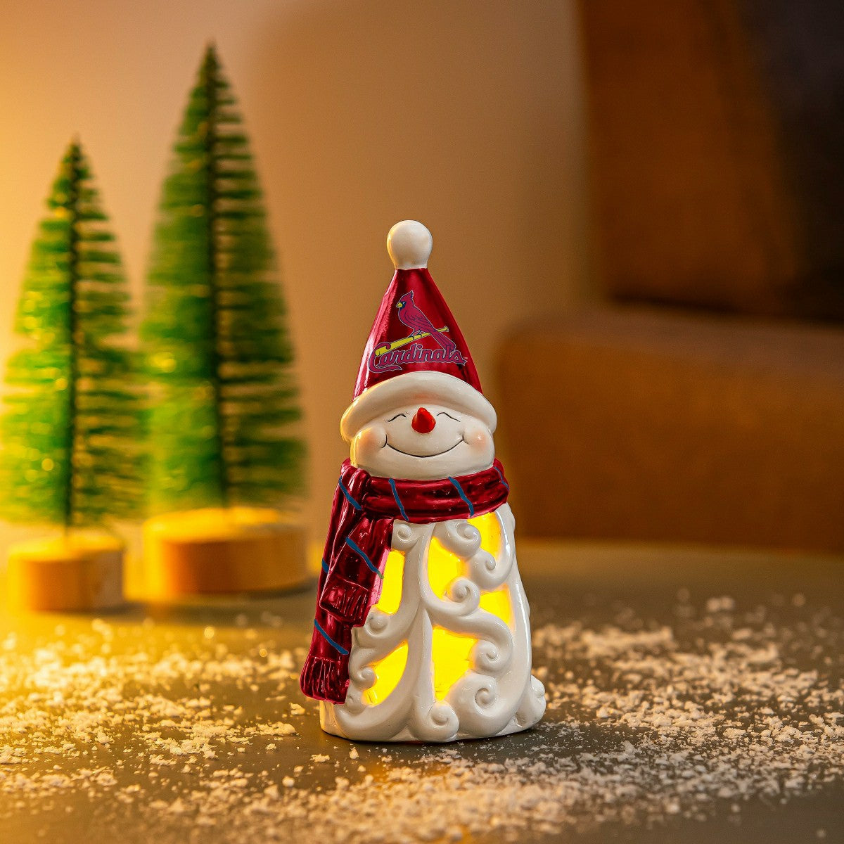 St Louis Cardinals Snowman LED Statuary, 8"