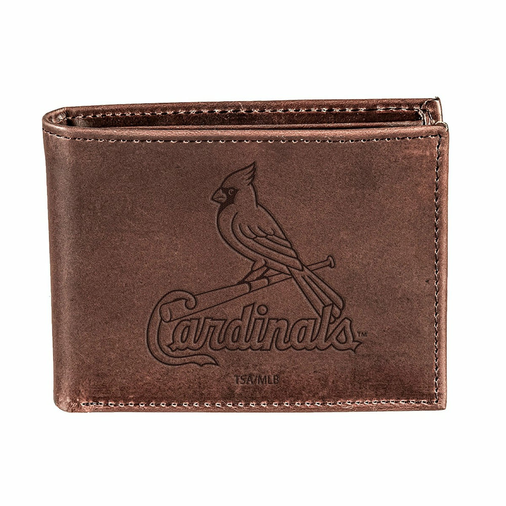 St Louis Cardinals Bi-Fold Wallet Brown 100% Genuine Leather