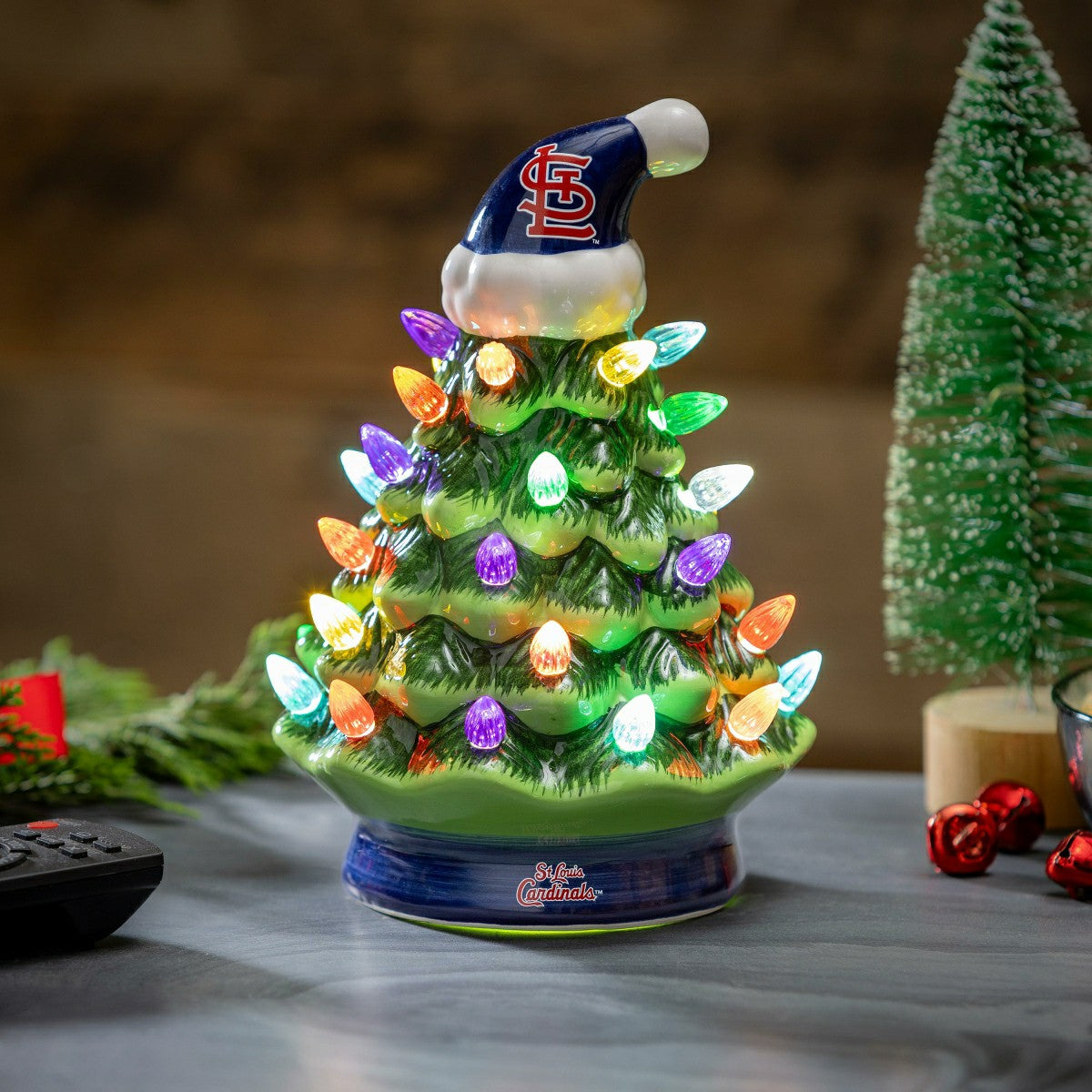 St Louis Cardinals 8" LED Ceramic Christmas Tree