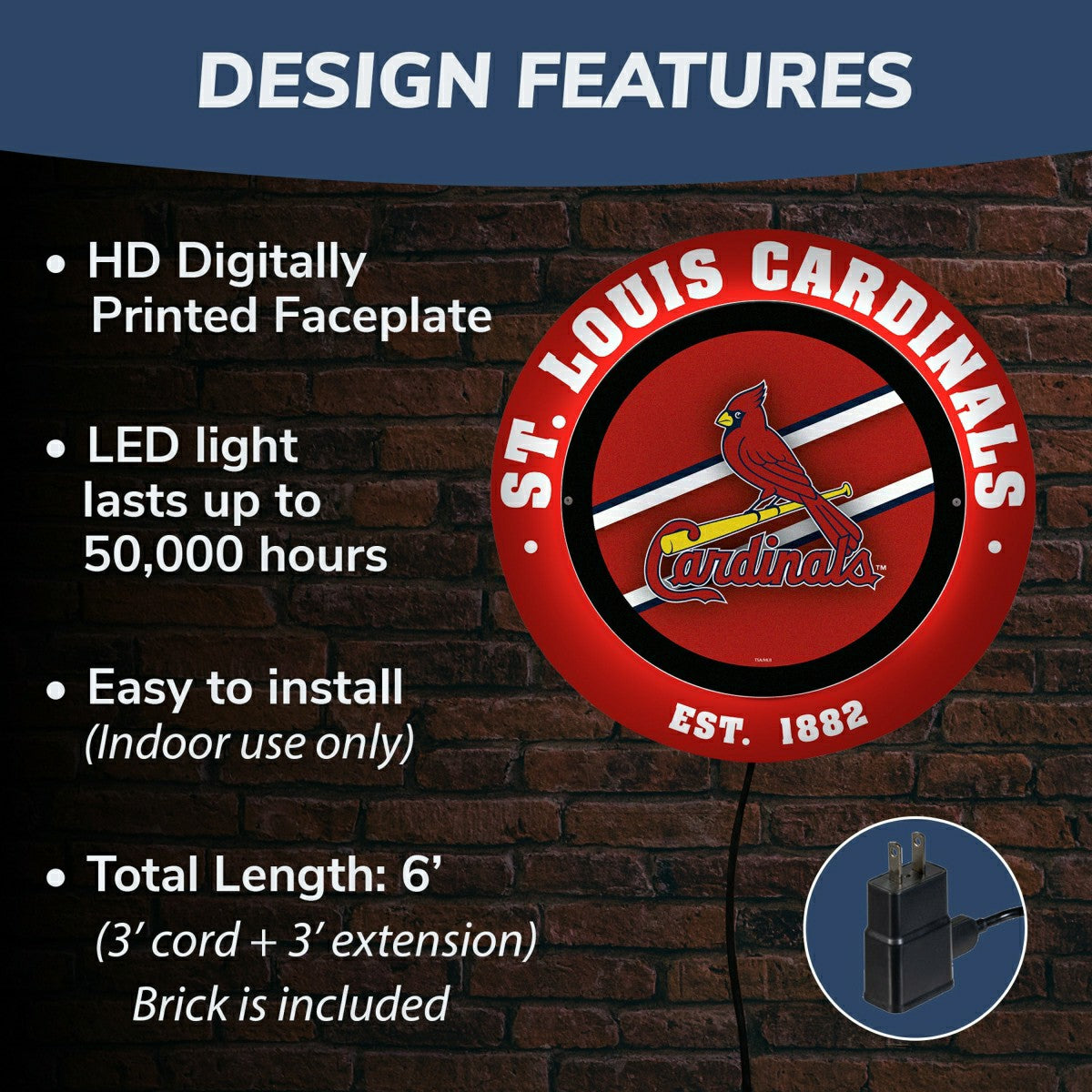 St Louis Cardinals, Metal Lite, Round