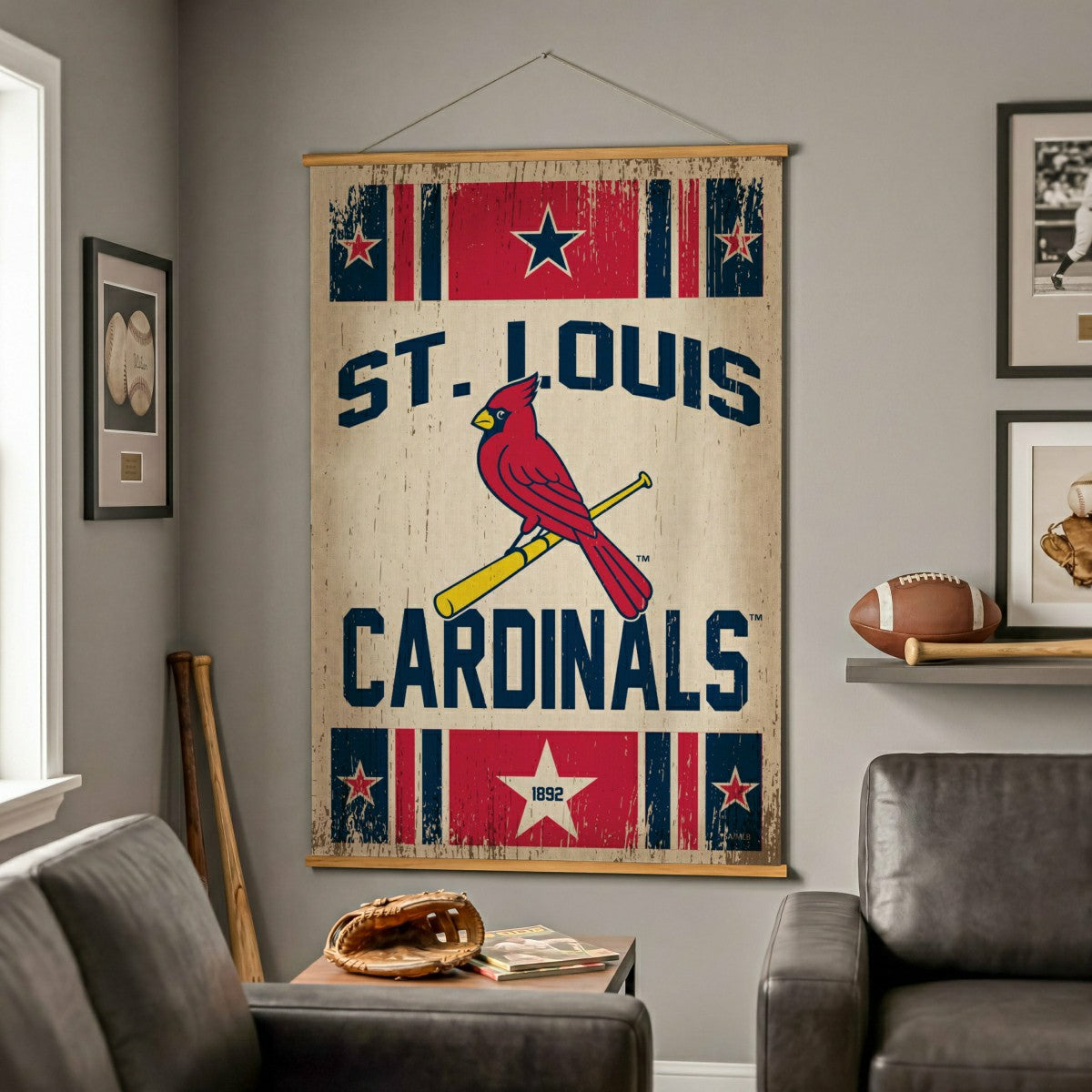 St Louis Cardinals, Canvas Wall Tapestry, Large, 54x36