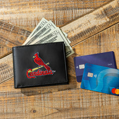 St Louis Cardinals Black Bi-Fold Embroidered Wallet w/ RFID Blocking