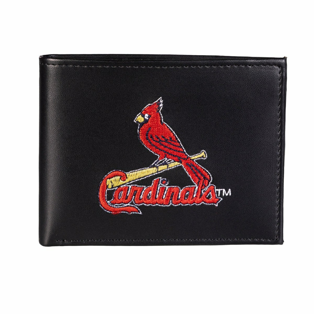 St Louis Cardinals Black Bi-Fold Embroidered Wallet w/ RFID Blocking