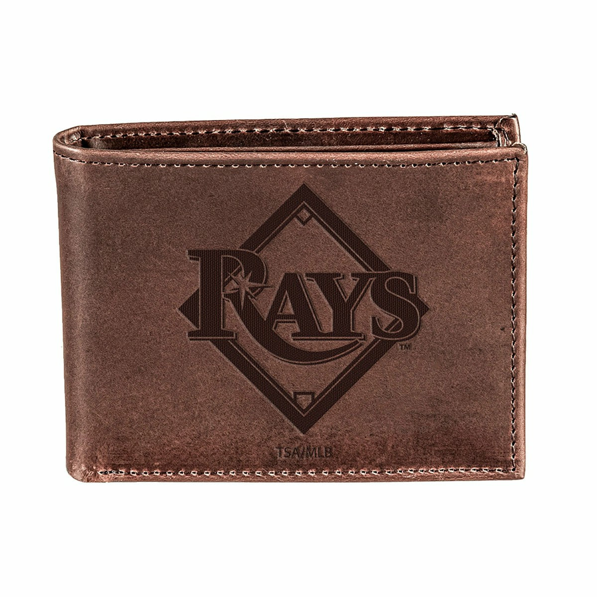 Tampa Bay Rays Bi-Fold Wallet Brown 100% Genuine Leather