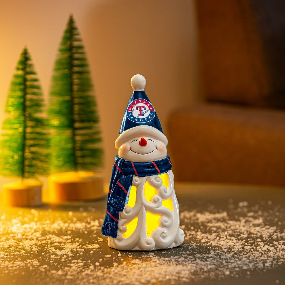 Texas Rangers Snowman LED Statuary, 8"