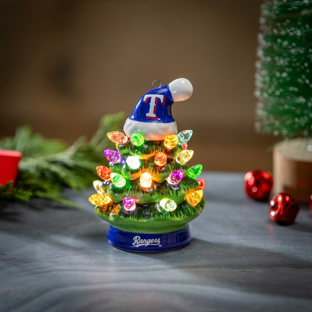 Texas Rangers 4" Mini LED Tabletop Christmas Tree, Set of 2