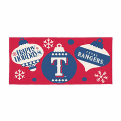 Texas Rangers Holiday Flocked Coir Sassafras Switch Mat, 22"x10"