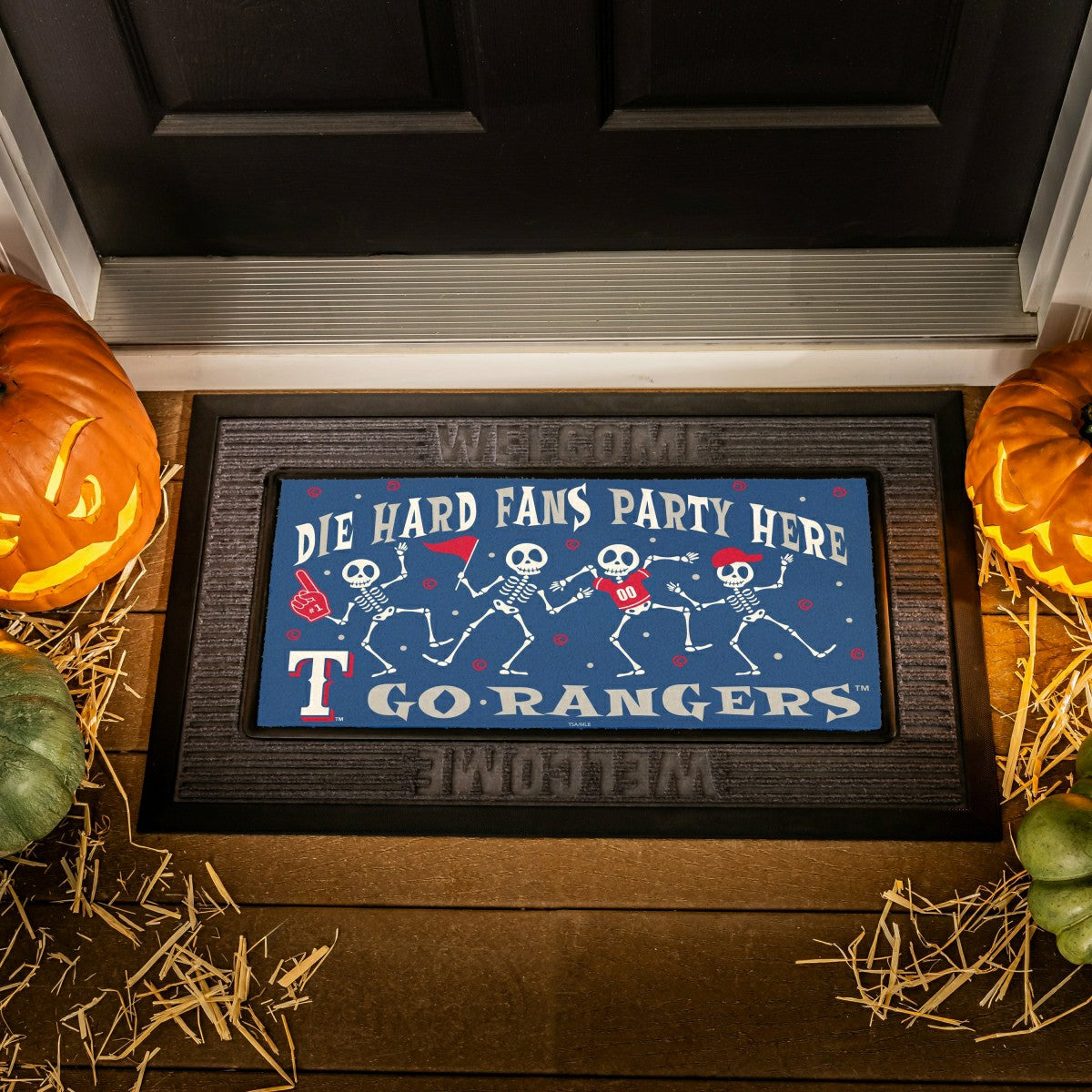 Texas Rangers Flocked Coir Halloween Sassafras Switch Mat, 22"x10"