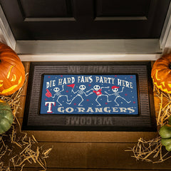 Texas Rangers Flocked Coir Halloween Sassafras Switch Mat, 22"x10"