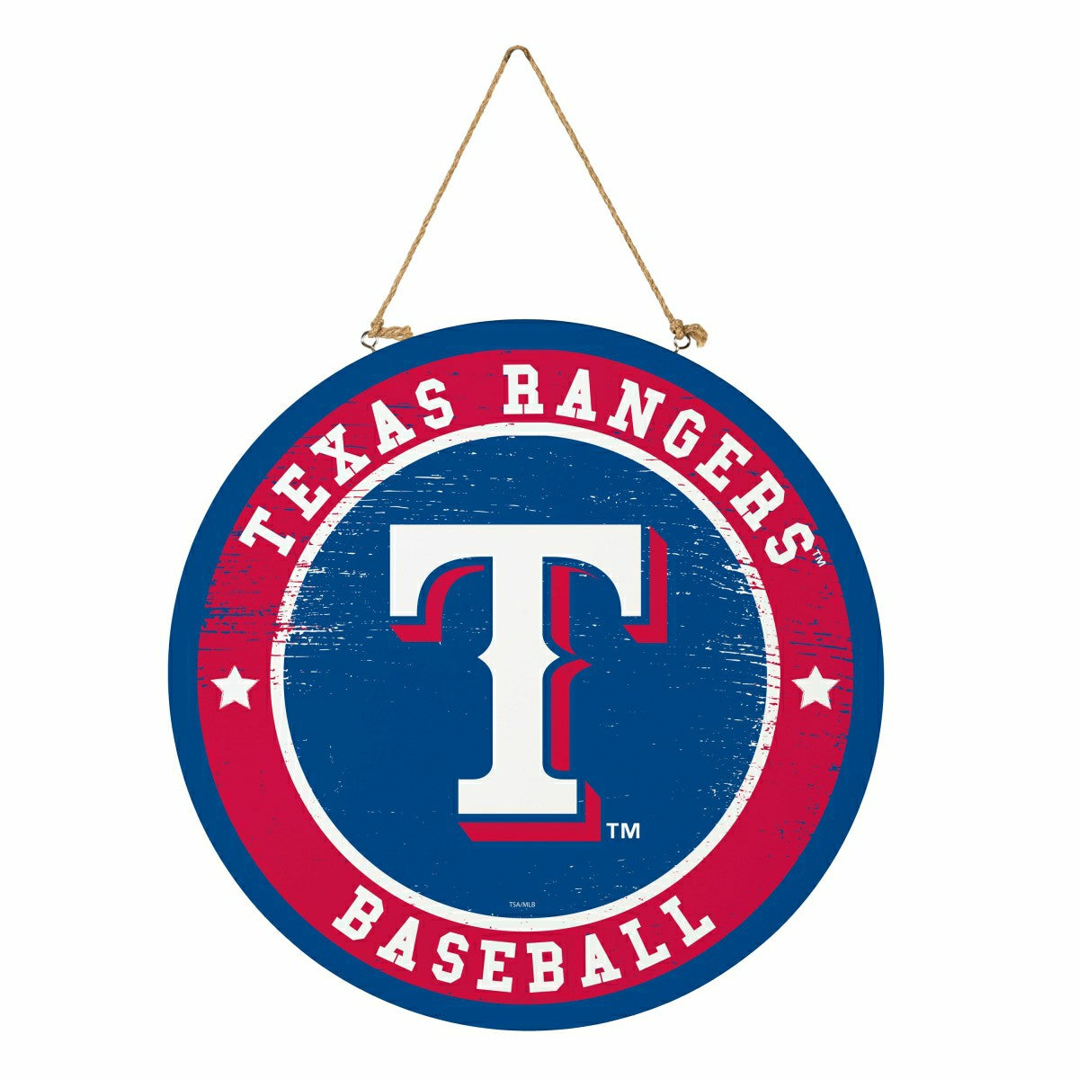 Texas Rangers Round Door Décor with Hanging Rope, 18x18
