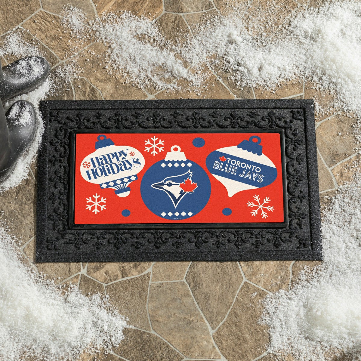 Toronto Blue Jays Holiday Flocked Coir Sassafras Switch Mat, 22"x10"