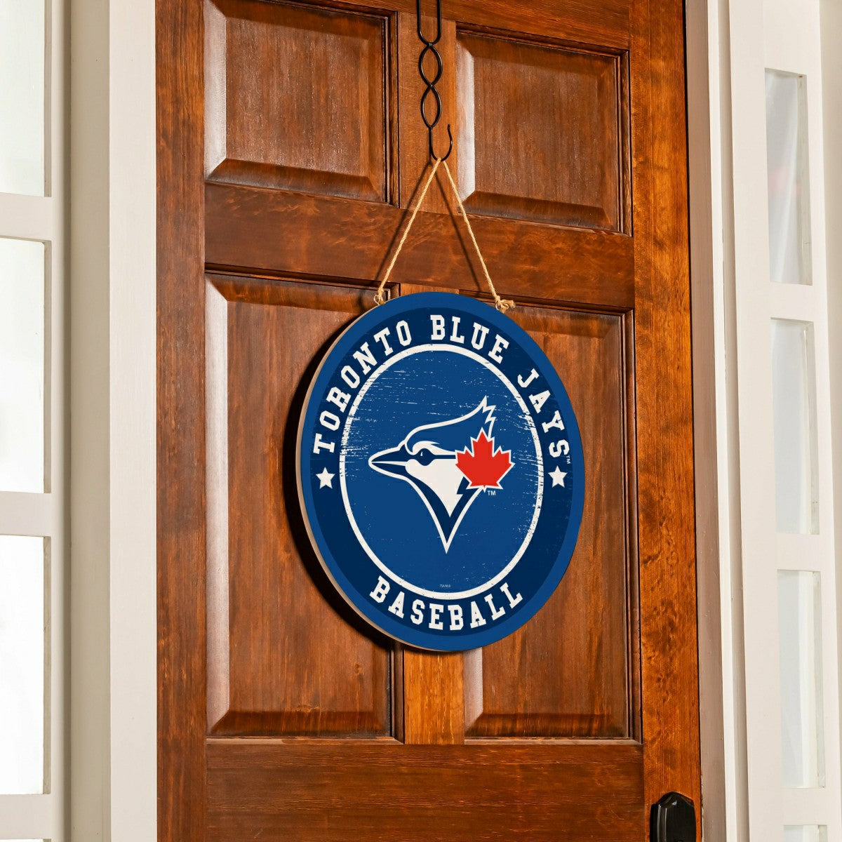 Toronto Blue Jays Round Door Décor with Hanging Rope, 18x18