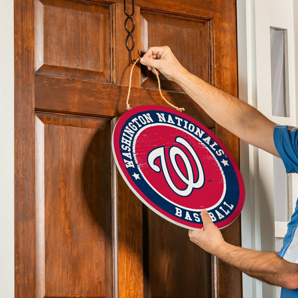 Washington Nationals Round Door Décor with Hanging Rope, 18x18