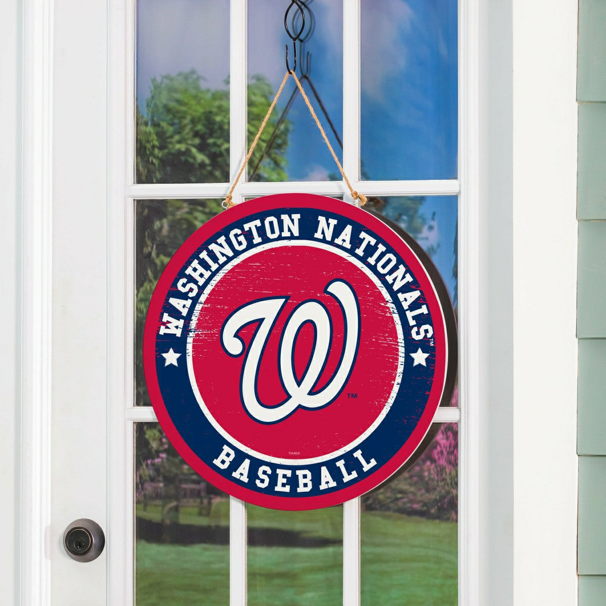 Washington Nationals Round Door Décor with Hanging Rope, 18x18