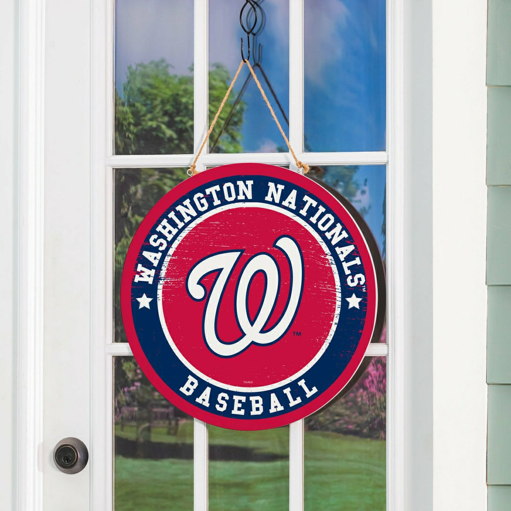 Washington Nationals Round Door Décor with Hanging Rope, 18x18