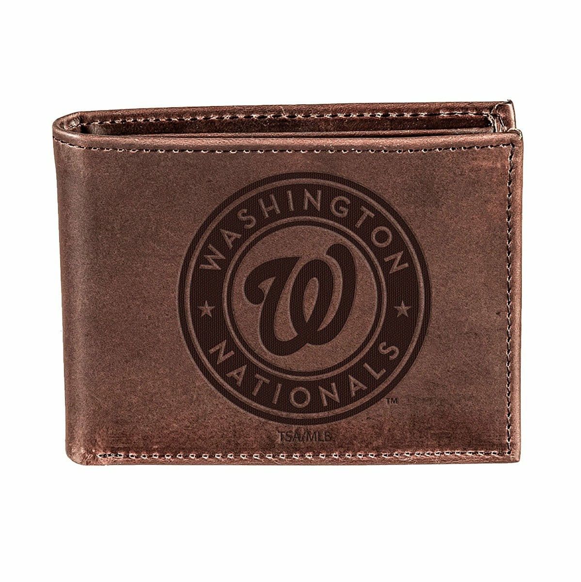 Washington Nationals Bi-Fold Wallet Brown 100% Genuine Leather