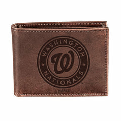 Washington Nationals Bi-Fold Wallet Brown 100% Genuine Leather