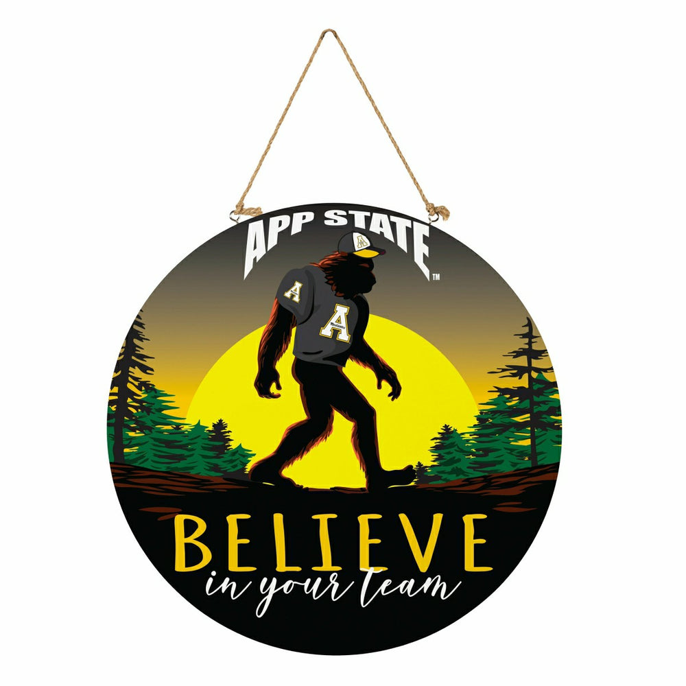 Appalachian State University Bigfoot Round Door Décor with Hanging Rop