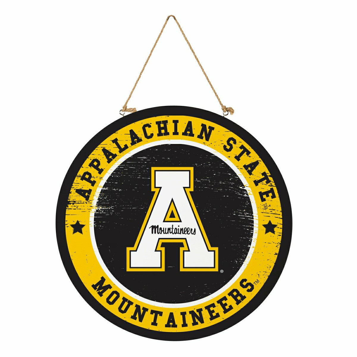 Appalachian State University Round Door Décor with Hanging Rope, 18x18
