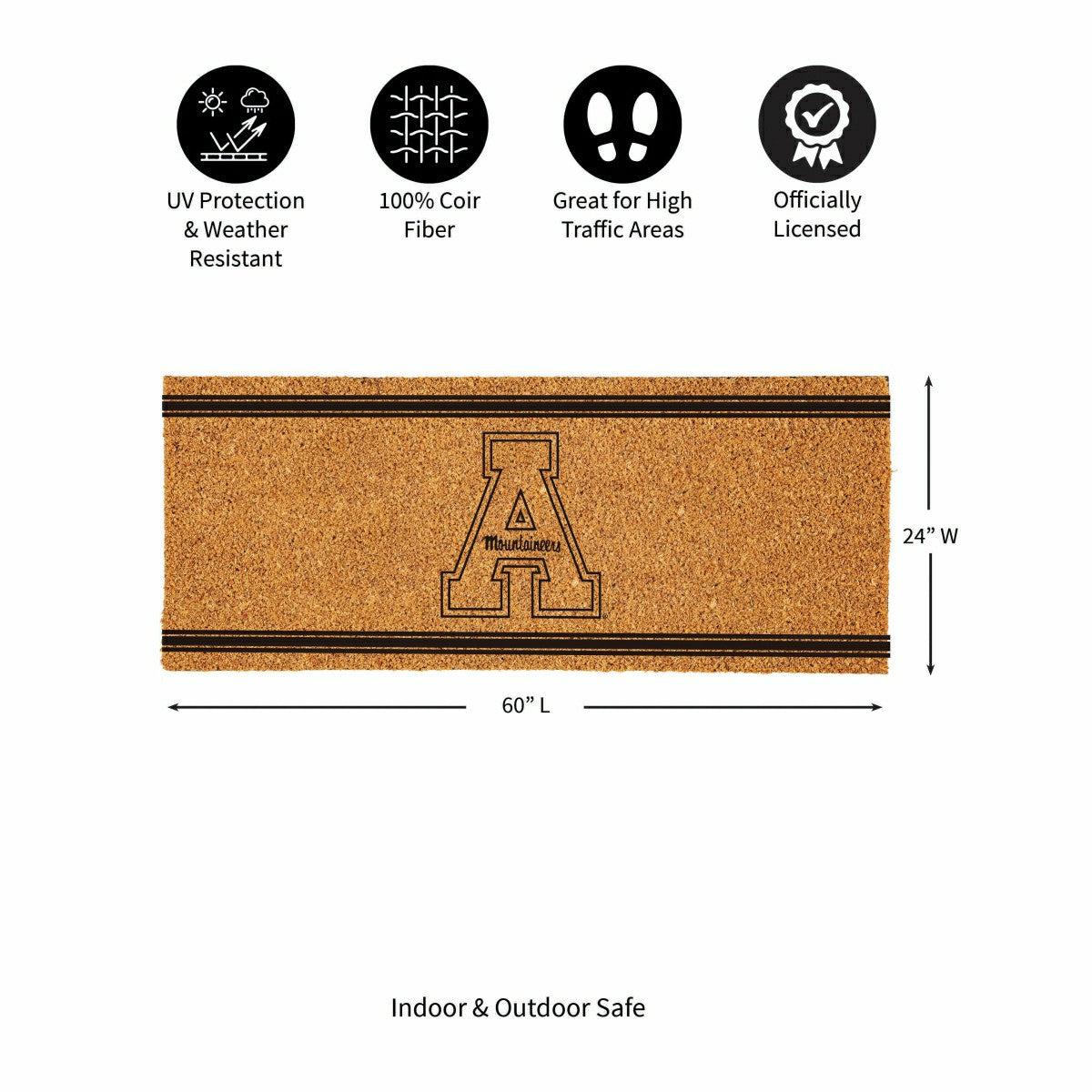 Appalachian State University Extra Large One Color Coir Mat, 60"x24"