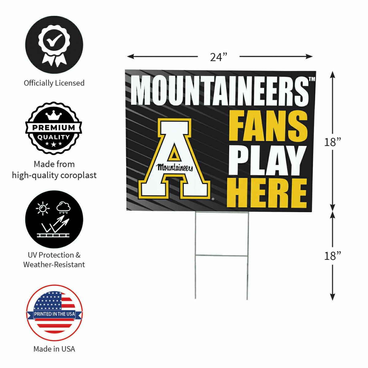 Appalachian State University Coroplast Yard Sign "Fans Play Here"
