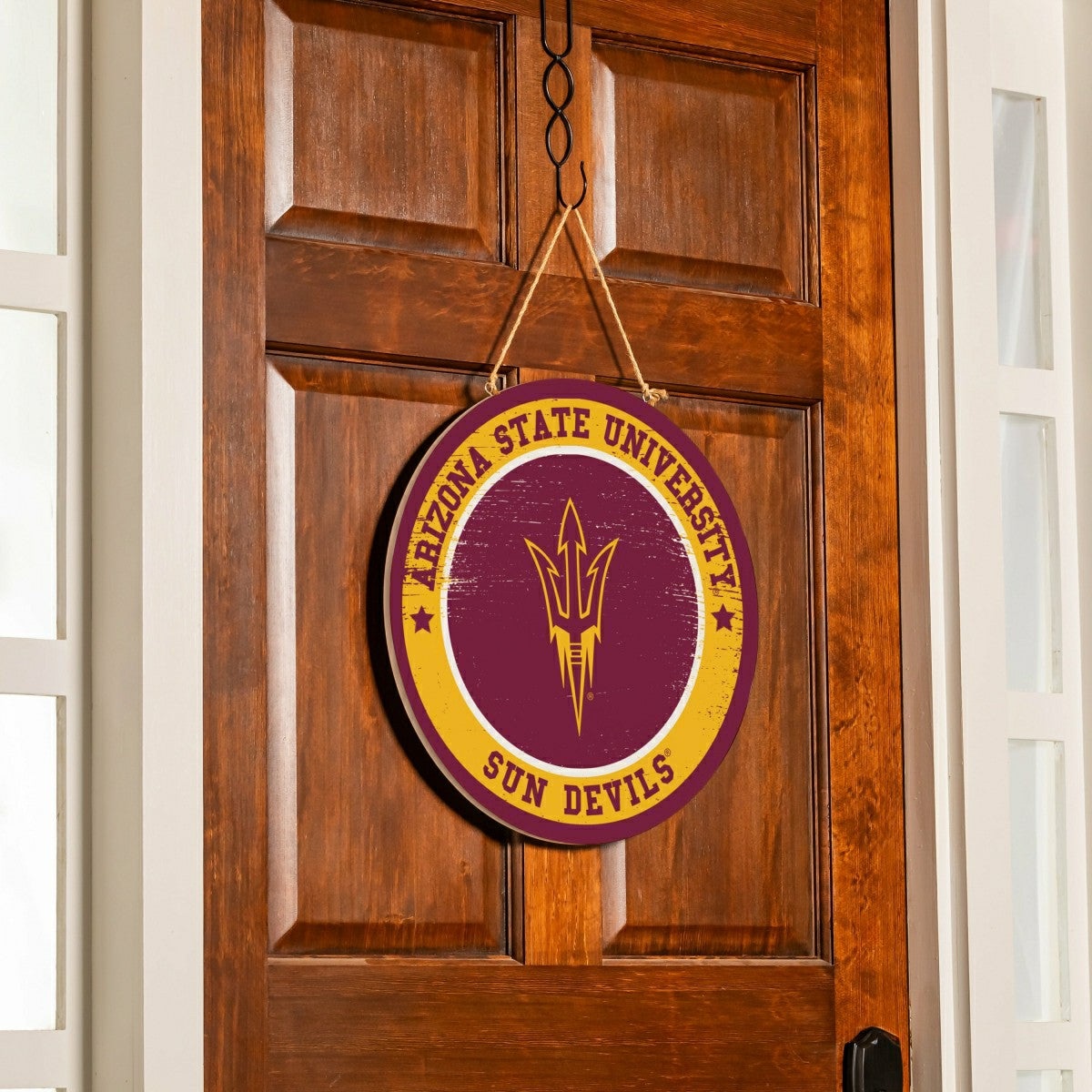 Arizona State University Round Door Décor with Hanging Rope, 18x18