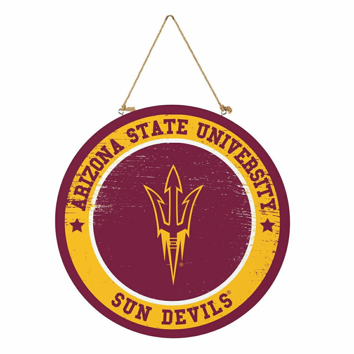 Arizona State University Round Door Décor with Hanging Rope, 18x18