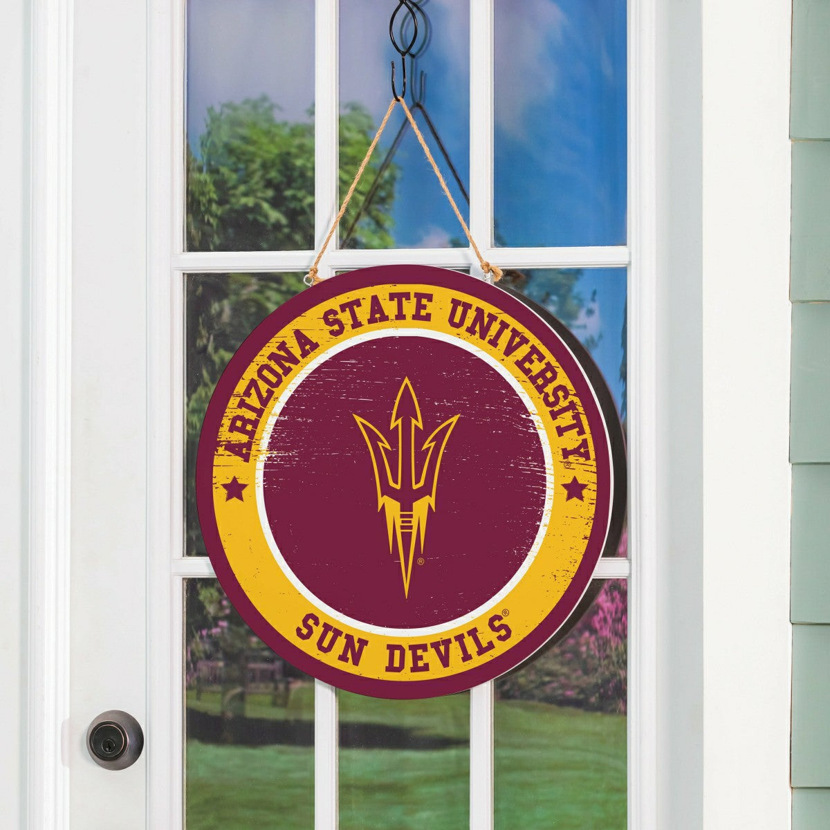 Arizona State University Round Door Décor with Hanging Rope, 18x18