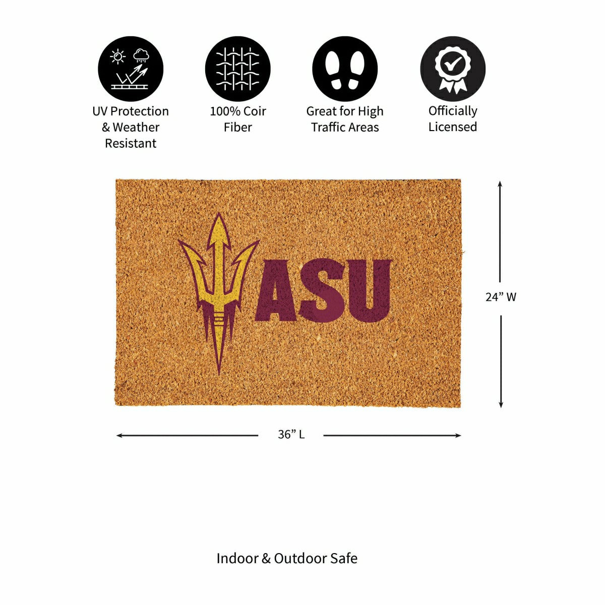 Arizona State University Large Full Color Coir Mat, 36"x24"