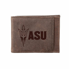 Front Pocket Wallet w/ RFID Blocking, Arizona State University, Brown