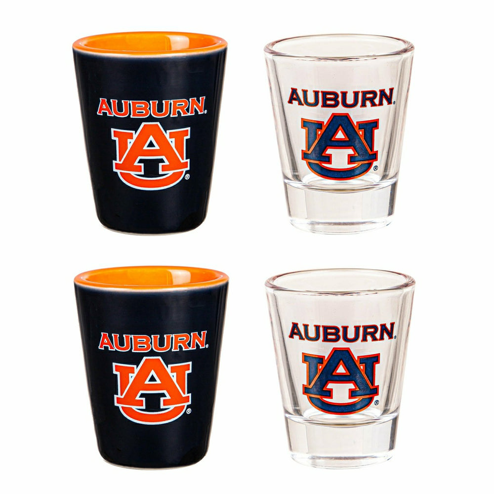 Auburn University 4-Piece Ceramic and Glass 2oz. Shot Glass Set