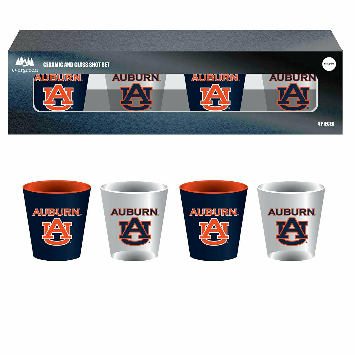 Auburn University 4-Piece Ceramic and Glass 2oz. Shot Glass Set
