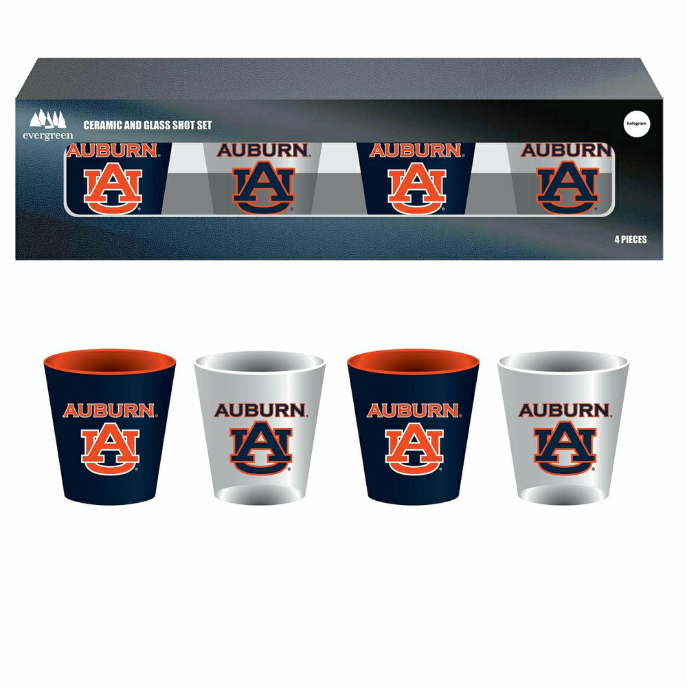 Auburn University 4-Piece Ceramic and Glass 2oz. Shot Glass Set